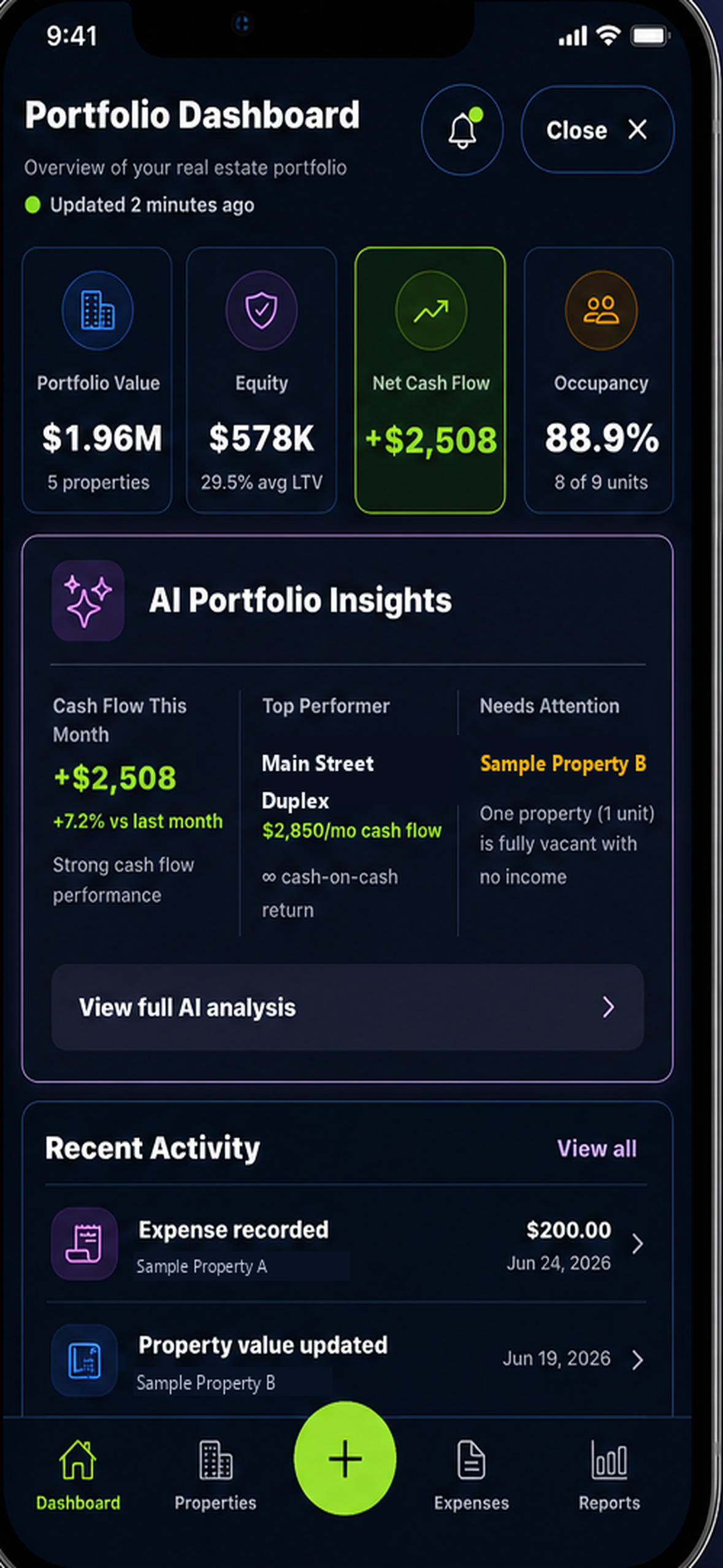 DealCalc portfolio dashboard